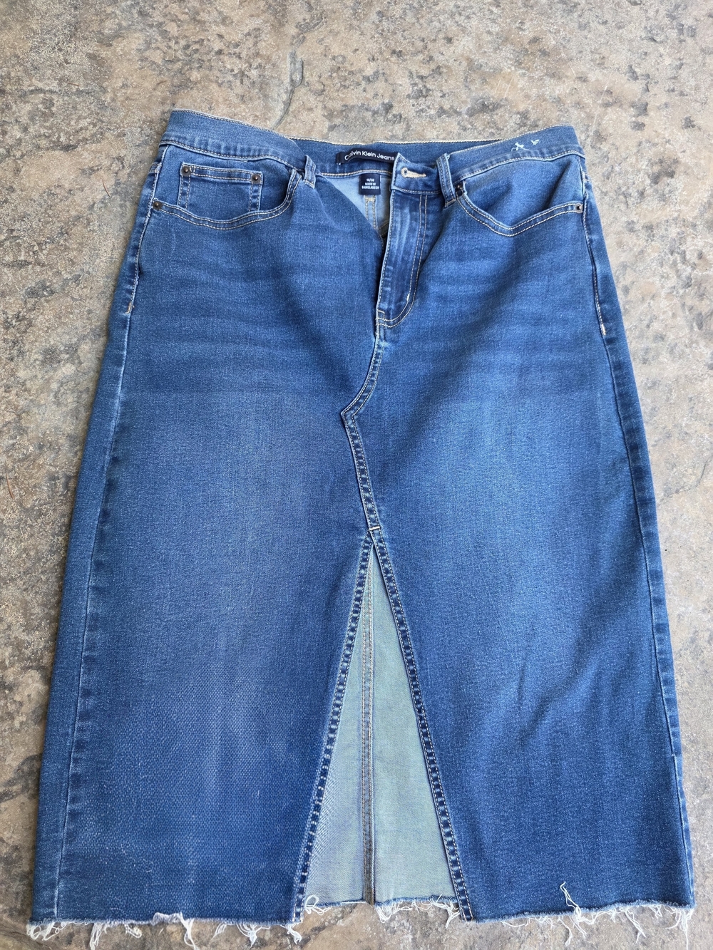Calvin Klein Jeans Dark Blue High-Rise Denim Skirt-Front Jeans